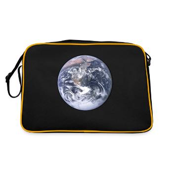 Erde - Planet - Die Welt - Mutter Erde - Retro Tasche - Schwarz/Gold - Hinten