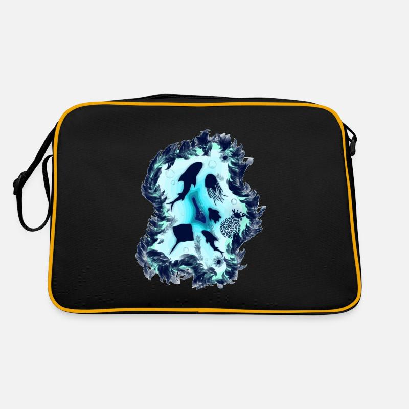 Sous l'eau dans la mer avec la vie marine pour les plongeurs Sac Retro