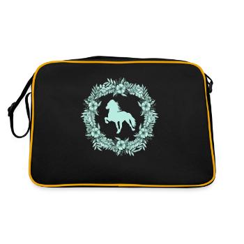 Islandpferd Kranz mint - Retro Tasche - Schwarz/Gold - Hinten