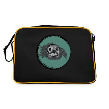 Auftauchende Robbe / Surfacing Seal - Design II - Retro Tasche - Schwarz/Gold - Hinten