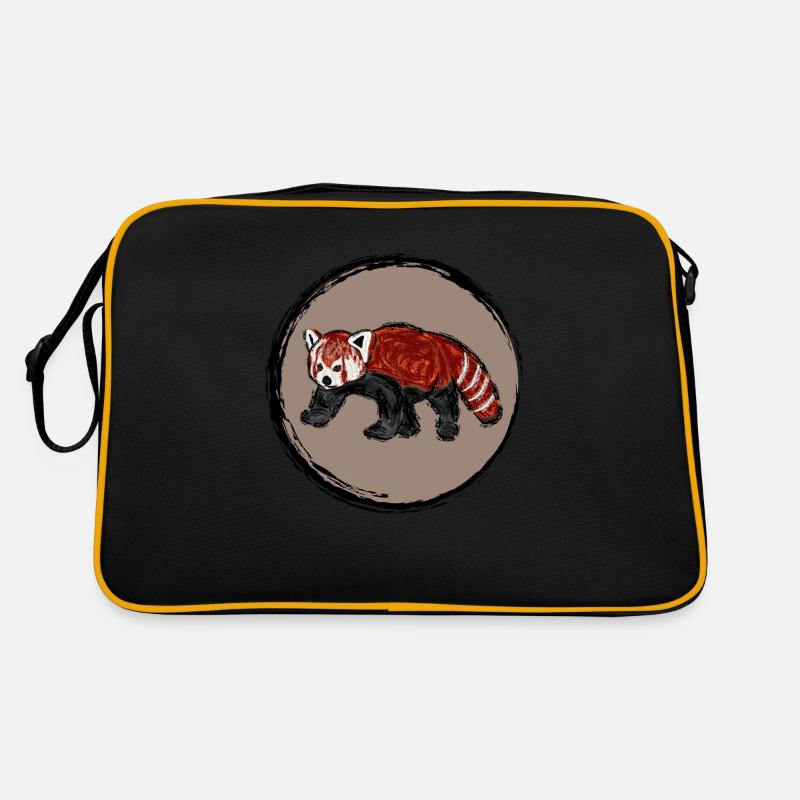 Roter Panda / Red Panda Design IV - Retro Tasche - Schwarz/Gold
