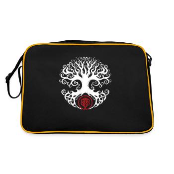 Wikinger Yggdrasil - Weltenbaum - Lebensbaum - Retro Tasche - Schwarz/Gold - Hinten