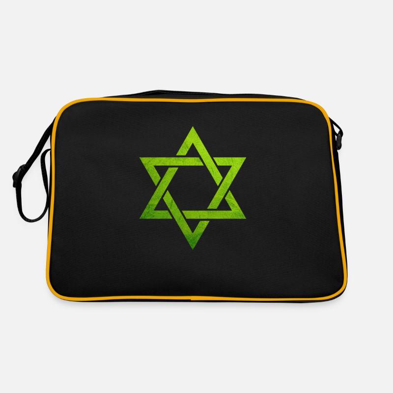 Grüne jüdische Kapuzenpullis, jüdisches Symbol des Davidsterns Retro Tasche