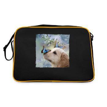 Chiot papillon chiot papillon mignon chien - Sac Retro - noir/or - Dos