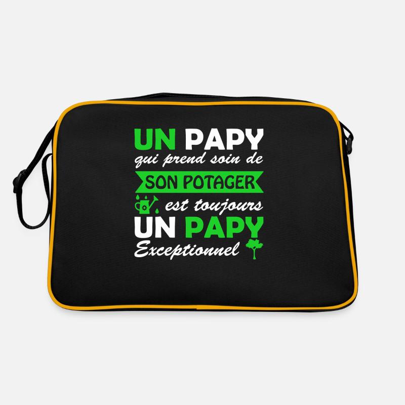 potager - papy exceptionnel / papy jardinier - Sac Retro - noir/or