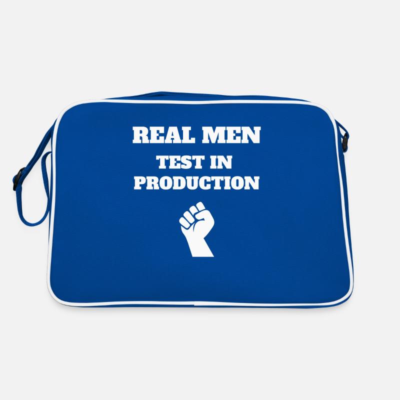 Real Men Test in Production, Programmer, Software Retro Tasche