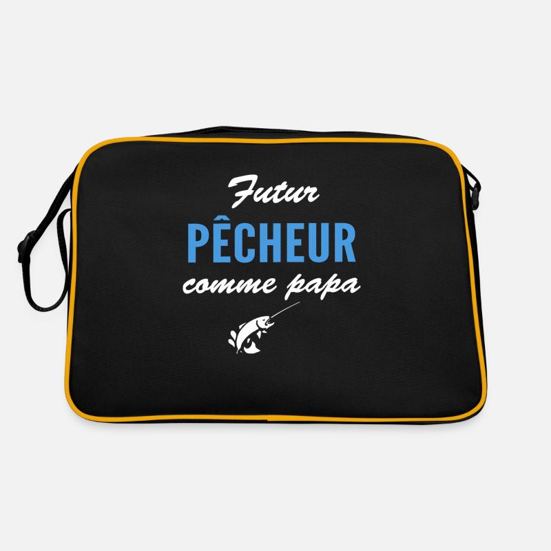futur pêcheur comme papa - Sac Retro - noir/or