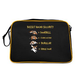 Basset Hound Safety Funny Dog Pet Owner - Retro Bag - black/gold - Back