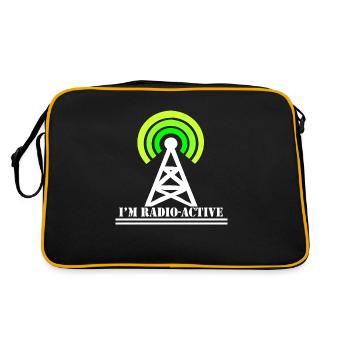 Ich Bin Radio Aktiv Lustige Ham Radio Kostüm - Retro Tasche - Schwarz/Gold - Hinten