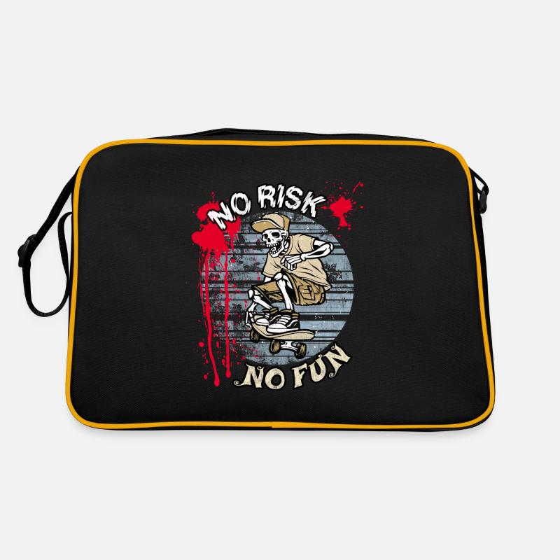 Skaten, Skatboard hinfallen, Blut - Retro Tasche - Schwarz/Gold