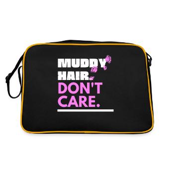 Muddy Hair don't care Mottoshirt - Retro Tasche - Schwarz/Gold - Hinten