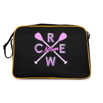 Crossed Oars Mom Crew Rowing Designs T-Shirt - Retro Bag - black/gold - Back