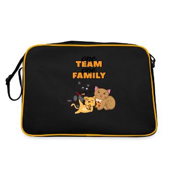 team familie katze pizza abteilungsleiter witzig - Retro Tasche - Schwarz/Gold - Hinten