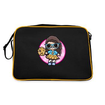 Mädchen mit Keks - Retro Tasche - Schwarz/Gold - Hinten