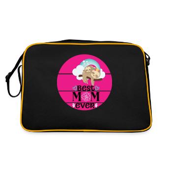 Best Mom ever - mum and baby sloth - Retro Tasche - Schwarz/Gold - Hinten