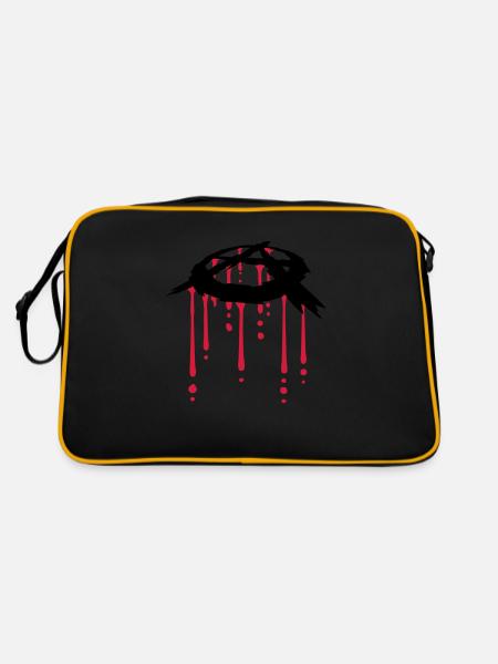 blood drop anarchy symbol - Retro Bag - black/gold - Back