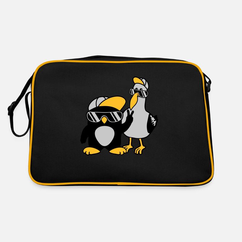 Möwe Pinguin 2 Freunde Retro Tasche