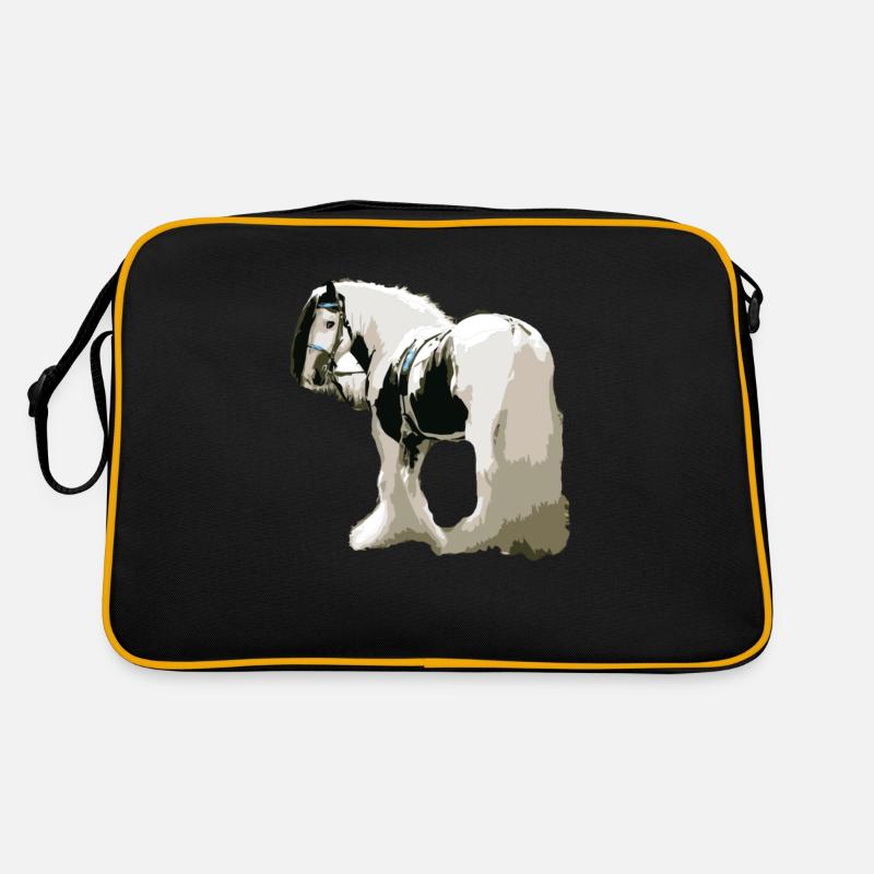 Pferd, Tinker , Pferd Tinker, Geschenkidee - Retro Tasche - Schwarz/Gold