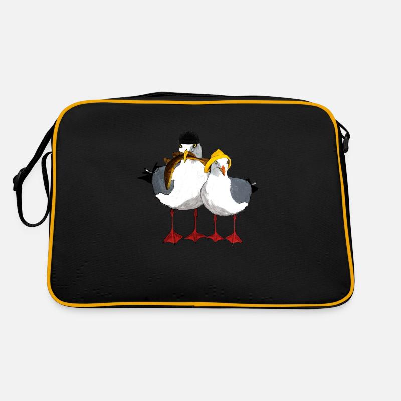 Seagull Jonathan and his Emma - Retro Bag - black/gold