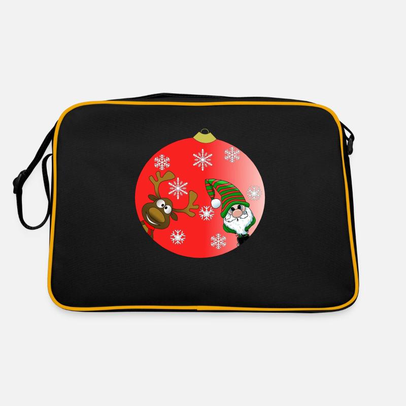 Renne de noël et gnôme - Sac Retro - noir/or