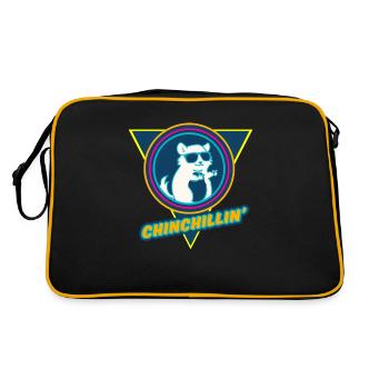 Chinchilla lustiges Entspannen Nagetiere - Retro Tasche - Schwarz/Gold - Hinten
