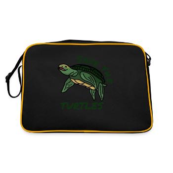 Sauvez les tortues Aidez à citer Environnement Plastique - Sac Retro - noir/or - Dos
