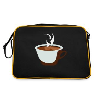 Kaffee Illustration Geschenkidee für Kaffeetrinker - Retro Tasche - Schwarz/Gold - Hinten