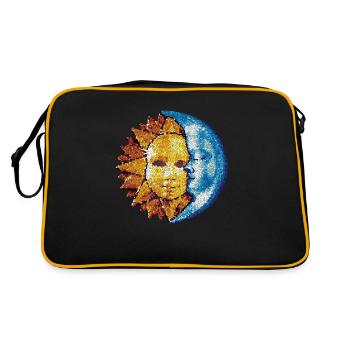 Sun Moon Mosaic Astrology mystical symbol - Retro Bag - black/gold - Back