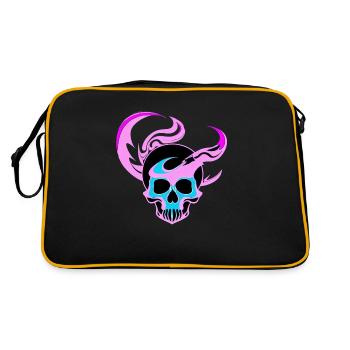Feu Crâne Fumée Rose Squelette Flammes 5 - Sac Retro - noir/or - Dos