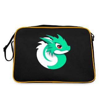 Cartoon Drache Feuer Fantasie Comic Drachen 1 - Retro Tasche - Schwarz/Gold - Hinten