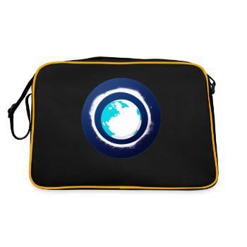 Süße Cartoon Darstellung des Planeten Erde 11 - Retro Tasche - Schwarz/Gold - Hinten