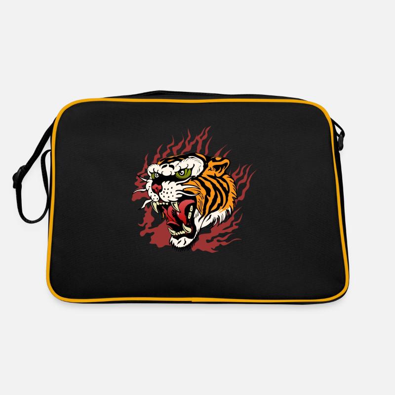 tiger fire flame tattoo tattoo flame roar dessi Retro Bag