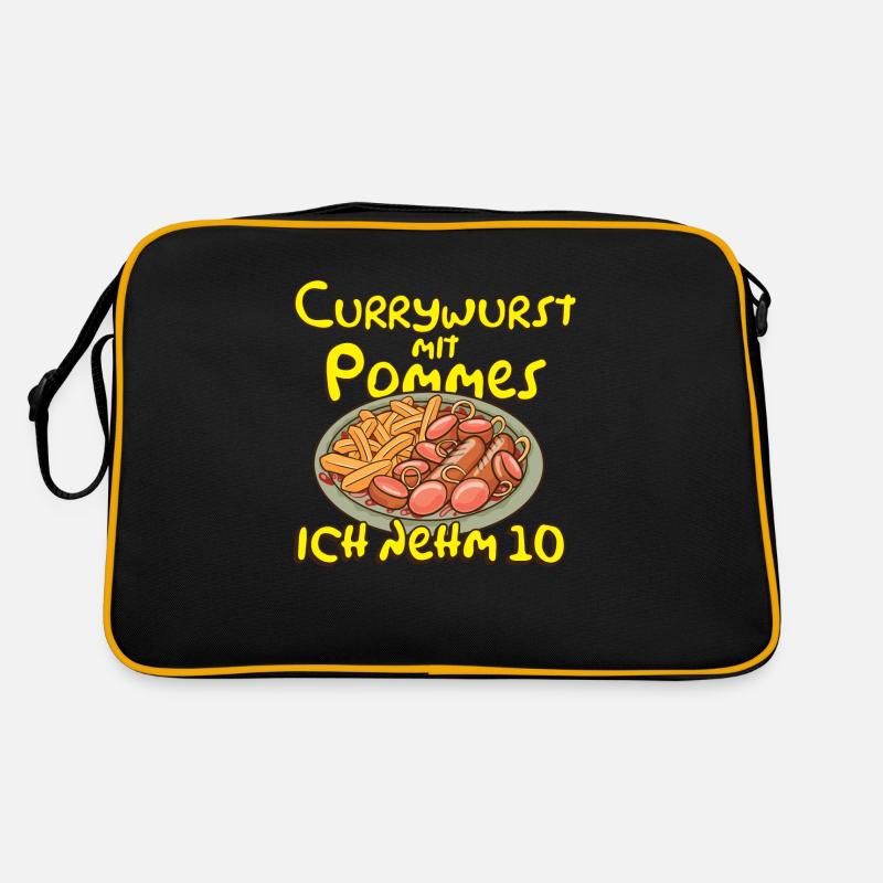 Currywurst mit Pommes Ich nehm 10 Geschenk Retro Tasche