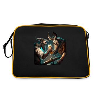 Seeman se bat pour sa bière. Motif cool - Sac Retro - noir/or - Dos