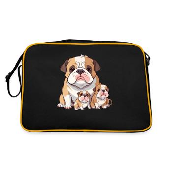 English Bulldog Family - Retro Bag - black/gold - Back