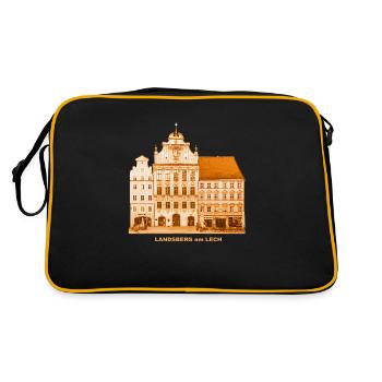 Landsberg am Lech Rathaus Bayern Oberbayern - Retro Tasche - Schwarz/Gold - Hinten