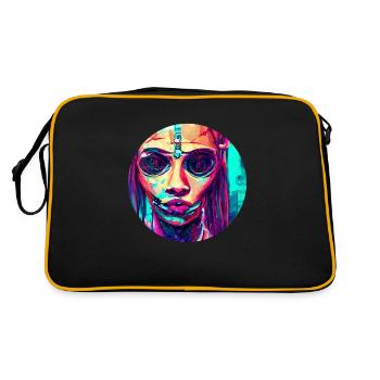 Abstract - Skull Woman - Retro Tasche - Schwarz/Gold - Hinten