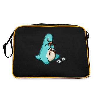 Hugadino Dino mange du chocolat, mignon dinosaure - Sac Retro - noir/or - Dos