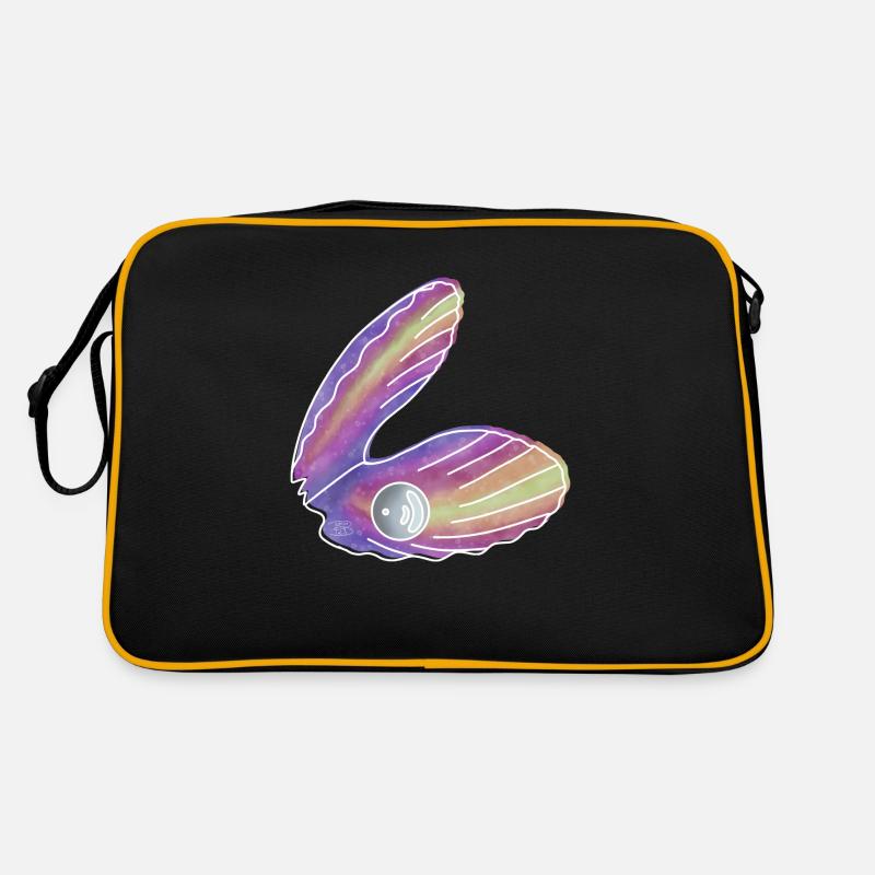 "Muschel mit Perle", Boho Line Art Design, Shells Retro Tasche