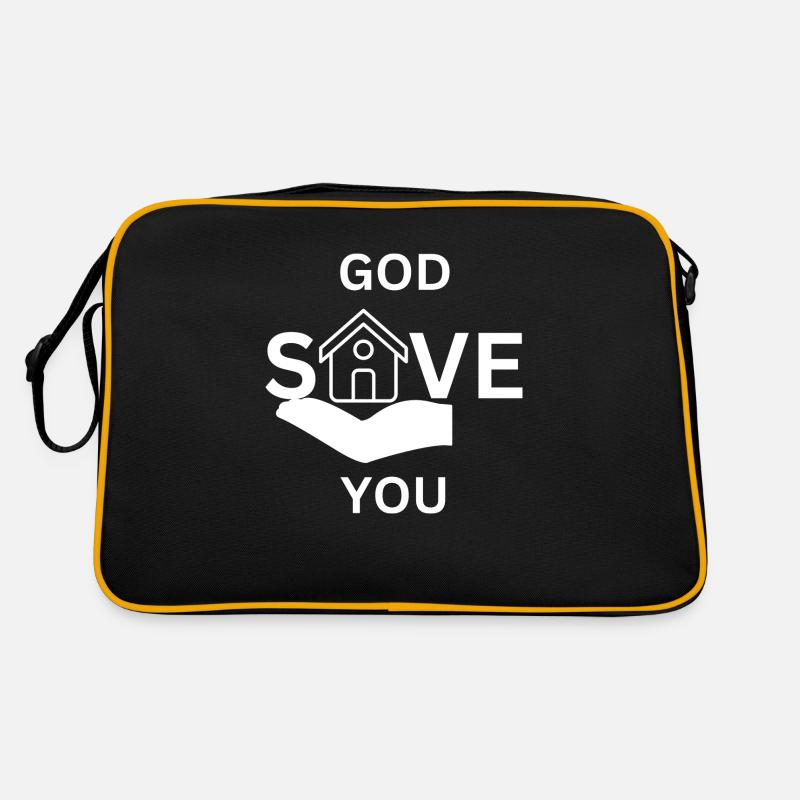 Dieu te préserve blanc - Sac Retro - noir/or