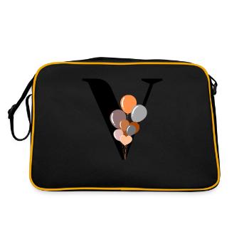 Buchstabe v Geburtstagsballon - Retro Tasche - Schwarz/Gold - Hinten