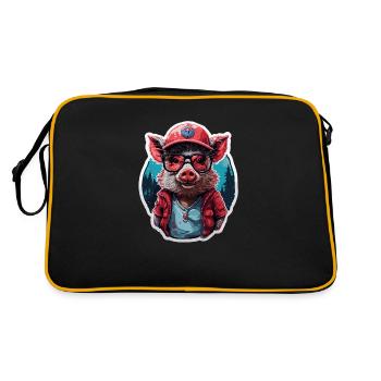 Wild Boar Cool Mignon Casquette de baseball et lunettes de soleil - Sac Retro - noir/or - Dos