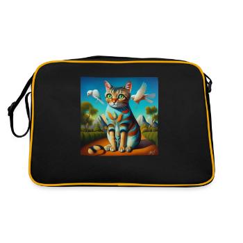 Surrealistic portrait of a cat - Retro Bag - black/gold - Back