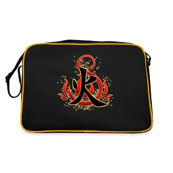 Feuer-Kanji - Retro Tasche - Schwarz/Gold - Hinten