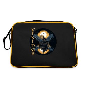 Navire viking au clair de lune Nordmann Design - Sac Retro - noir/or - Dos