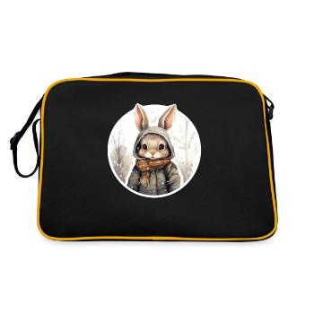 lapin mignon dans la neige avec veste et écharpe - Sac Retro - noir/or - Dos