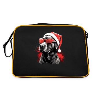 Magischer Labrador Weihnachtshund im Schne - Retro Tasche - Schwarz/Gold - Hinten