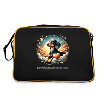 Dachshund Grief Management Rainbow Bridge - Retro Bag - black/gold - Back