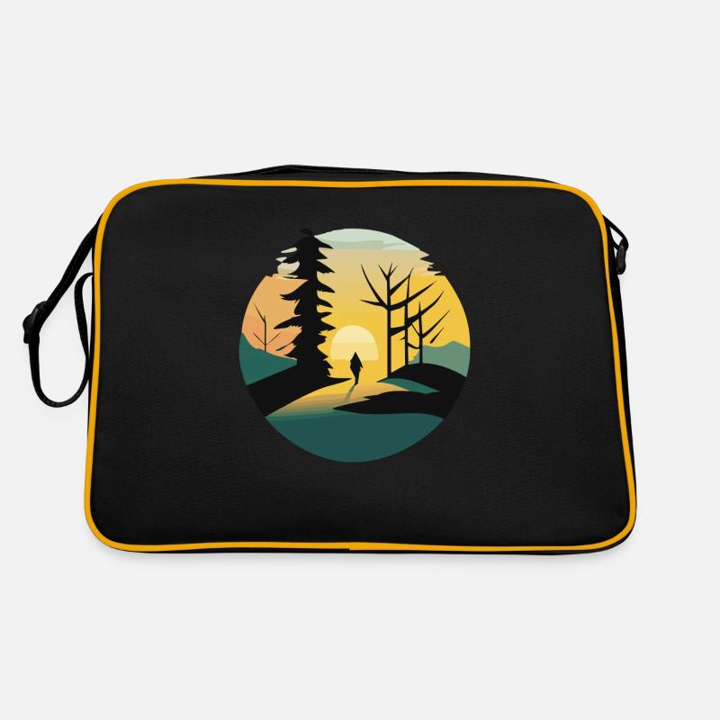 Sunrise in the forest - Retro Bag - black/gold
