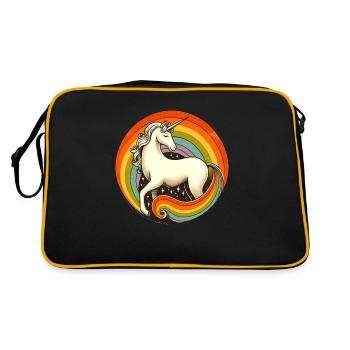 Retro 1980 Regenbogen Einhorn - Retro Tasche - Schwarz/Gold - Hinten